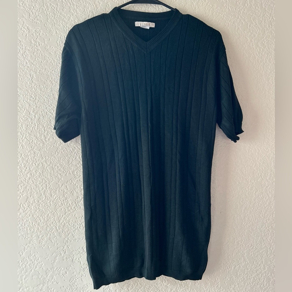 Elliott Ribbed V-Neck Black Men’s Sweater | Size S